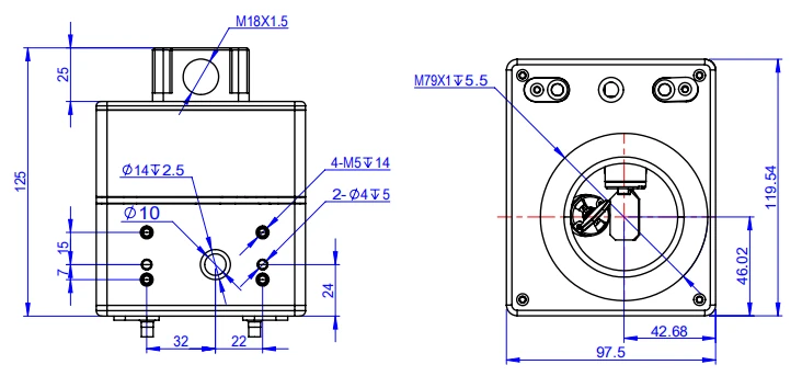 F10-II 振镜外观尺寸图